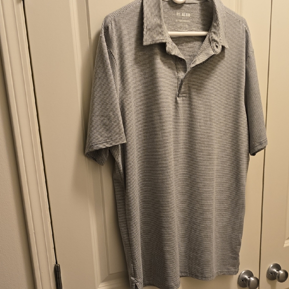 ALGO  Men's Polo Shirt in Gray Stripes
